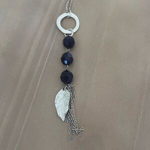 Silver Leaf Tassel Necklace